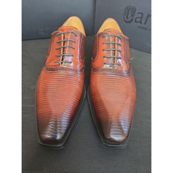 NWB Garrucci Leather Embosset Lizard Leather Loafers Shoes Size 9.5B Cognac main image 3